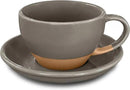 Mora Ceramic Latte Art Mug With Saucer - 10.5 oz, Round Bottom For Perfect Pours - Cafe Cups for Cappuccino, Espresso, Coffee, Tea etc - Porcelain Set for Baristas, Great Gift - Sesame Milk by CozyNest Decor