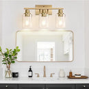 3 Light Bathroom Light Fixtures, Brass Vanity Lights for Bathroom with Clear Glass Shades, Modern Bathroom Wall Sconces for Mirror Living Room Cabinet by CozyNest Decor