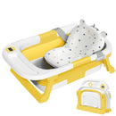 Collapsible Baby Bathtub,Baby Bath Tub with Thermometer & Soft Cushion,Baby Bathtub for Newborn to Toddler 0-36 Months,Portable Travel Baby Tub with No-Slip Feet,Baby Shower Gifts,Yellow by TinyTreasures Baby Boutique