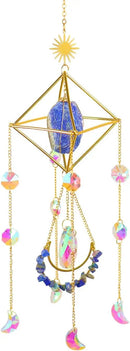 Crystal Suncatcher Lapis Lazuli, Blue Sun Catcher Hanging Decor, Blue Lazurite Crystal Window Hanging, Gemstone Prism, Boho Chic Decor, Raw Natural Stone (Lazurite) by GreenHaven Gardens