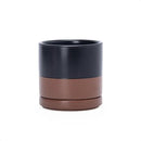 D'vine Dev 3.5 Inch Ceramic Planter Pot with Drainage Hole and Saucer, Indoor Cylinder Round Planter Pot, Black/Speckled Tan, 94-O-A-7 by GreenHaven Gardens