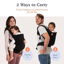 Beco Baby Carrier Toddler Carrier with Extra Wide Seat - 100% Cotton Carrying Backpack Style & Front-Carry,Lightweight & Breathable Child Carrier, Toddler Sling Carrier 20-60 lbs (Metro Black) by TinyTreasures Baby Boutique
