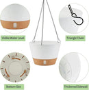 2 Pack 10 Inch Hanging Planters for Indoor Outdoor Plants, Hanging Plant Flower Pot Basket with Drainage Hole with Removable Tray&Hooks Self Watering Plant Pot for Hanging Plants, White by CozyNest Decor