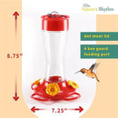 Nature's Rhythm Bird Feeder 4 bee Guard Plastic Yellow Flowers Feeding Port 8oz Glass Pinch Waist Hummingbird Feeder (2Pcs) by GreenHaven Gardens