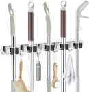 IMILLET Broom Holder Wall Mounted, Stainless Steel Broom Mop Holder Self Adhesive Heavy Duty Hooks Storage Organizer for Home Laundry Room Garden Garage Closet Kitchen 1 Pack（5 Racks with 4 Hooks） by GreenHaven Gardens