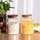 Glass Storage Jars with Airtight Lids, Set of 2 42 FL OZ (1250ml) coffee container with Wooden Lid, Glass Pantry Canister for Beans, Rice, Sugar and etc (6.3 inch high) by CozyNest Decor