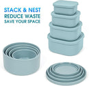 100% Silicone Food Storage Containers with Lids, 8 Pack, 10oz to 51oz, Reusable Leakproof Nesting & Stackable Silicone Bento Lunch Box, Microwave Freezer Dishwasher Oven Safe, BPA Free, Slate Green by TinyTreasures Baby Boutique