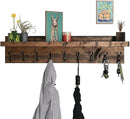 Coat Rack with Shelf Wall Mounted with Storage (Choose Your Length) Towel Rack Entryway Organizer Key Hooks (32" L (8 Hooks)) by CozyNest Decor