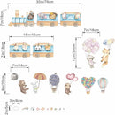 Hot Air Balloon Animal Wall Decals - Elephant Lion Giraffe Train Animal Wall Stickers - Baby Nursery Kids Girls Bedroom Daycare Wall Decor by TinyTreasures Baby Boutique