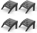 GREENVINES Adirondack-Ottoman | Set of 4 | HDPE Plastic | Outdoor Footrest | All Weather | Foot Rest | Foot Stool | Grey | for Adirondack Chair | for Patio Backyard Pool by CozyNest Decor