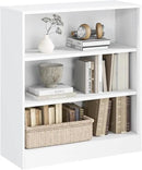 3-Tier Bookshelf with Adjustable Shelves, White Metal Space Saving Storage Shelf Bookcase, Small Open Storage Shelf for Living Room, Home Office, Dinning Room, Pantry (White-36H) by CozyNest Decor