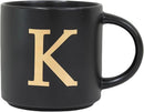 COLLECTIVE HOME - Monogram Ceramic Mugs, 15 oz Golden Initial Black Coffee Cups, Elegant Alphabet Tea Mugs, Elegant Personalized Mug with Gift Box, Unique Mug with Double Side Capital Lette (K) by CozyNest Decor