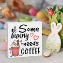 Rustic Farmhouse Easter Country Home Office Coffee Tables Desk Decor Coffee Bar Some Bunny Needs Coffee Sign Cubicle Shelf Tiered Tray Decor Gift Ideas 5 X 5 Inch by CozyNest Decor