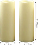Waterproof Outdoor Battery Operated Flameless Pillar Candles with Timer White Plastic Realistic Flickering Fake Electric LED Lights for Lantern Garden Wedding Christmas Decorations 3”x8” 2 Pack by GreenHaven Gardens