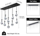 Raindrop 9-Light Chandeliers for Dining Room, Black Dining Room Lights Fixture Over Table, Teardrop Pendant Lights Kitchen Island, Adjustable Rope Hanging Lamp Ceiling for Entryway Foyer by CozyNest Decor