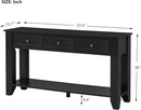 Farmhouse Modern Console Table 55.4-Inch Entryway Sofa Table with Drawers & Storage Shelf for Living Room Hallway Entrance, Black by CozyNest Decor