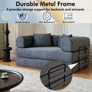 59" Convertible Sleeper Sofa Bed with Cylindrical Pillow - Gray