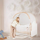 Baby Safety Crib Tent Infant Pop up Mosquito Net Nursery Bed Canopy Netting Cover - Keep Baby from Climbing Out with Hanging Diaper Storage Bag (Beige) by TinyTreasures Baby Boutique