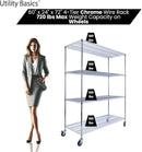 60"x24"x72" PREMIUM METAL STEEL 4-Tier Wire Shelving NSF 3200 LBS MAX Capacity Heavy Duty Storage Rack for Hospitals, Schools, Commercial Spaces, and Garages w/PREMIUM Wheels by CozyNest Decor