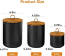 Canister Sets for Kitchen,Ceramic Kitchen Canisters for Countertop with Airtight Wood Lids for Serving Ground Coffee, Tea, Spice, Grains, Sugar, Salt (Black Pack of 3 (8.7/27/44 Oz)) by CozyNest Decor