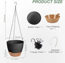 Hanging Planters for Indoor Outdoor Plants, 2 Pack Self Watering Hanging Pot with Drainage Holes & Removable Tray (Black, 10'') by CozyNest Decor