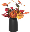 Autumn Artificial Potted Plant Decorations, Maple Leaves, Pinecones, Pumpkins with Black Ceramic Vase for Home,Thankgiving Table Decoration by CozyNest Decor
