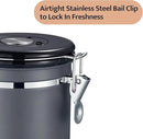 Veken Coffee Canister, Airtight Stainless Steel Kitchen Food Storage Container with Date Tracker and Scoop for Grounds Coffee, Beans, Tea, Flour, Cereal, Sugar, Cookies Jars, 22OZ Gray by CozyNest Decor