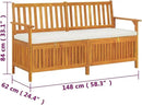 vidaXL Patio Storage Bench 58.3" - Solid Acacia Wood with Cream White Cushion - Versatile Wooden Bench for Indoor and Outdoor Use - with Ample Storage Space by CozyNest Decor