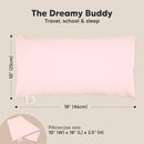 Toddler Pillow with Pillowcase - 10x18 My Little Dreamy Kids Travel Bed Pillows for Sleeping, Organic Cotton Small Pillowcase, Soft & Breathable, Machine Washable, Toddlers 2-5 Years Old (Mist Pink) by TinyTreasures Baby Boutique