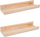 AZSKY Picture Ledge Shelf, Small Floating Shelves Set of 2, 16 Inches Nursery Book Shelves for Toys Storage, Kids Bookshelf Wall Mounted for Living Room Bedroom Decor Books Photo Frames,Natural by CozyNest Decor