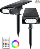 Solar Spot Lights Outdoor Waterproof IP67, RGB Landscape Lighting with Remote & Timer, Color Changing Solar Uplights Outdoor for Trees, Garden, Yard, and Pathway (2 Pack) by GreenHaven Gardens