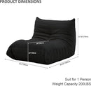 Luxury Sofa Couch Chair, Lazy Floor Seating, Fireside Bean Bag Chair, Ergonomic Tatami Sofa Lounger for Living Room, Bedroom, Office, Single Seat, Black by CozyNest Decor
