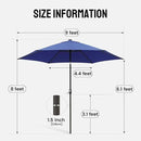 CROWN SHADES 9 Ft Patio Umbrella - Polyester Outdoor Umbrella with 30° Push Button Tilt, Patented Edge Connection Windproof Design for Patio, Pool, Garden & Table, UV Resistent by GreenHaven Gardens