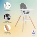 Joie Chai Multi-Mode Highchair - European Beech Wood, Convertible, 9+ Modes, Birth up to 60 lb. (Shadow) by TinyTreasures Baby Boutique