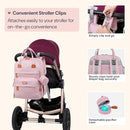 BabbleRoo Diaper Bag Backpack - Baby Essentials Travel Tote - Multi function Water Resistant Diaper Bag, Travel Essentials Baby Bag with Changing Pad, Stroller Straps & Pacifier Case - Unisex, Pink by TinyTreasures Baby Boutique