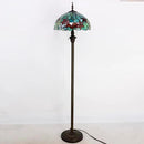 Tiffany Floor Lamp Stained Glass Lamp Standing Reading Light 16x16x70 Inch for Living Room (Red Green Flowers) by CozyNest Decor