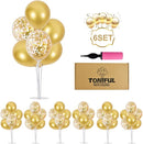 TONIFUL Inflatable Toys 6 Balloon Centerpieces with Gold Balloon Stand Kit for 2025 Graduation,Anniversary,Table Party Decorations,30th 40th 50th 60th 70th 80th Birthday Decorations New Years 2025 by TinyTreasures Baby Boutique