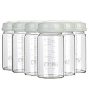 COMI Wide Neck Glass Breastmilk Collection n Storage Bottle, 6oz with Screw Ring Sealing Disk; Re-markable Sealing Disc. BPA Free, Fits Breast Pumps & Nipples (Gray Lids) by TinyTreasures Baby Boutique