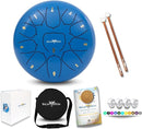 The Balmy Drum - 11 Note 10 Inch Steel Tongue Drum, Steel Drum Instrument, Drums For Children and Adults, Balmy Drum Set for Kids with Music Book, Handpan, Mallet and Carry Bag (Blue) by TinyTreasures Baby Boutique