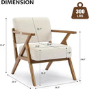 Mid-Century Modern Chair Upholstered Lounge Arm Chair with Solid Wood Frame Thicker Cushion for Living Room, Reading, Balcony, Beige Linen by CozyNest Decor