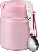 17oz Soup Thermo for Hot Food Kids Insulated Vacuum Food Jar with Stainless Steel Spoon Wide Mouth Thermo Leakproof Lunch Food Container Kids Hot Lunch Box (Pink) by TinyTreasures Baby Boutique