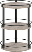 3-Tier Lazy Susan Organizer, Rotating Spice Rack, Spinning Organizer, Industrial Turntable Spice Rack Organizer for Cabinet, Kitchen Countertop, Greige and Black SR23BG by CozyNest Decor