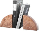 Marble Bookend for Shelves, Non-Skid Bookends for Heavy Books, Heavy Duty Book Stopper for CDs, Luxury Book Shelf Holder, Quarter Circle Design Book Ends Decorative, Perlino Rosato, Set of 2 by CozyNest Decor