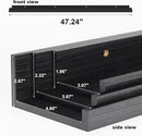 Giftgarden 47 Inch Black Floating Shelves Ledge, Wall Mount Long Picture Rail Large Woodgrain Photo Shelving for Living Room Bedroom Office, Set of 3 Different Sizes by CozyNest Decor