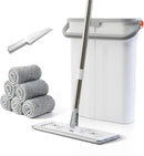 Mop and Bucket Set with Wringer Flat Mop Bucket System for Home Floor Cleaning,6 Reusable Microfiber Pads,Extended Stainless Steel Handle,Ideal for Hardwood,Wood,Laminate Floors,and Bathroom Mop by CozyNest Decor