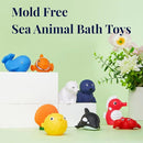 XY-WQ Bath Toys No Hole, for Infants 6-12& Toddlers 1-3, No Hole Bathtub Toys (Sea Animals, 9 Pcs with Mesh Bag) by TinyTreasures Baby Boutique