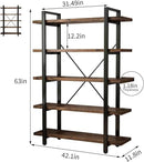 5-Tier Industrial Style Solid Wood Bookcase and Book Shelves,Rustic Wood and Metal Shelving Unit， Living Room,Modern Rustic Open Industrial Book Shelf Office,Distressed Brown (AY-02-5Tier) by CozyNest Decor