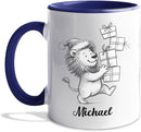 Personalized Lion Lover Coffee Cup 11 Oz 15 Oz, Lion Wild Animal Ceramic Coffee Mug Gift For Kids Child on Birthday Holiday, Custom Name Lions White Accent Teacup, Animal Travel Mug Gift For Friends by TinyTreasures Baby Boutique