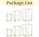 Glass Hurricane Candle Holder Large - Hewory 6pcs Gold Rectangle Flower Holders Centerpiece for Table, Tall Floor Square Pillar Candle Lantern for Wedding, Anniversary, Party, Fireplace, Dining Room by CozyNest Decor