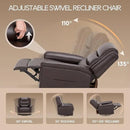 COLAMY Oversized Leather Recliner Chair, 360°Swivel Rocking Manual Recliner with Thick Cushioned Padding Backrest and Wide Seat - Darkbrown by CozyNest Decor